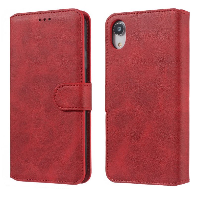 Leren Hoesje iPhone XR Rood Zwart Telefoonhoesje Retro Mat Leereffect