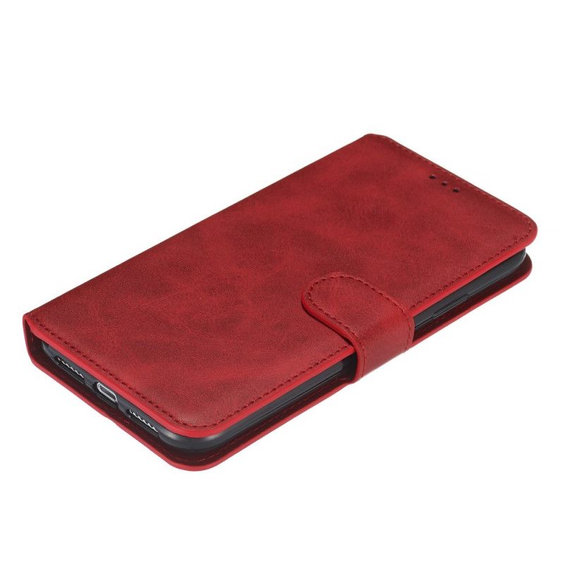 Leren Hoesje iPhone XR Rood Zwart Telefoonhoesje Retro Mat Leereffect