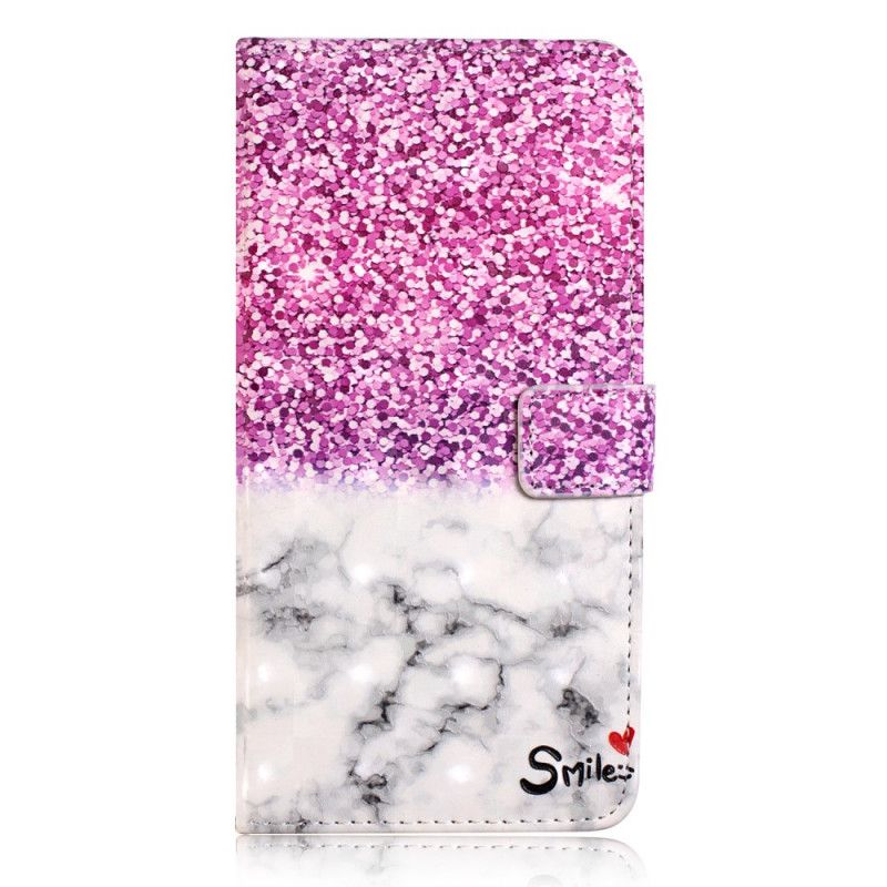 Leren Hoesje iPhone XR Telefoonhoesje Glitter Glimlach