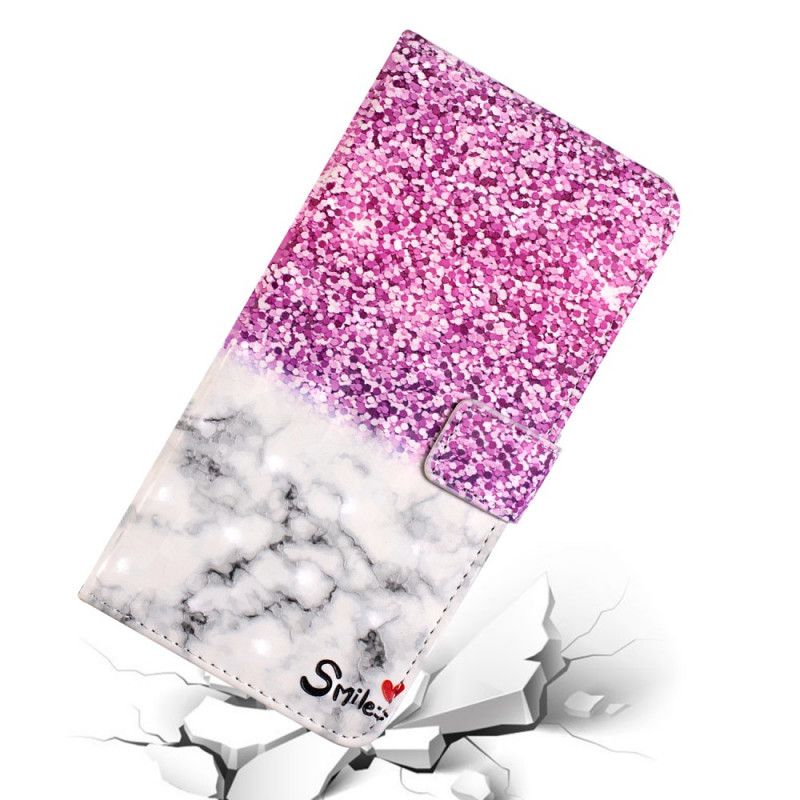 Leren Hoesje iPhone XR Telefoonhoesje Glitter Glimlach