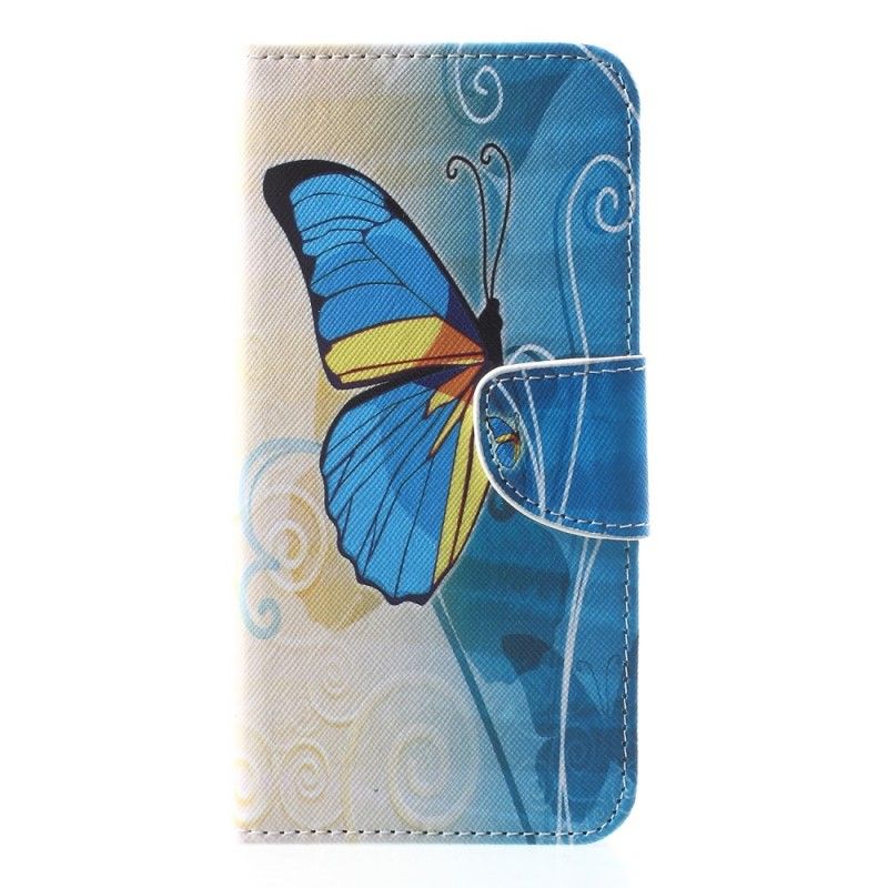 Leren Hoesje voor iPhone XR Kleurrijke Vlinder