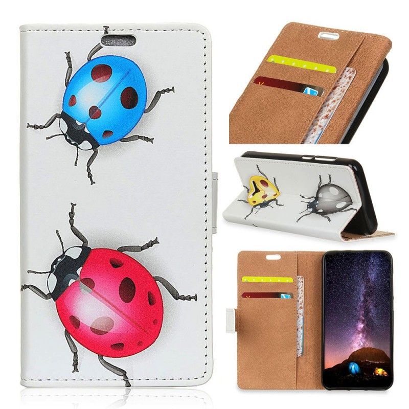 Leren Hoesje voor iPhone XR Lieveheersbeestjes