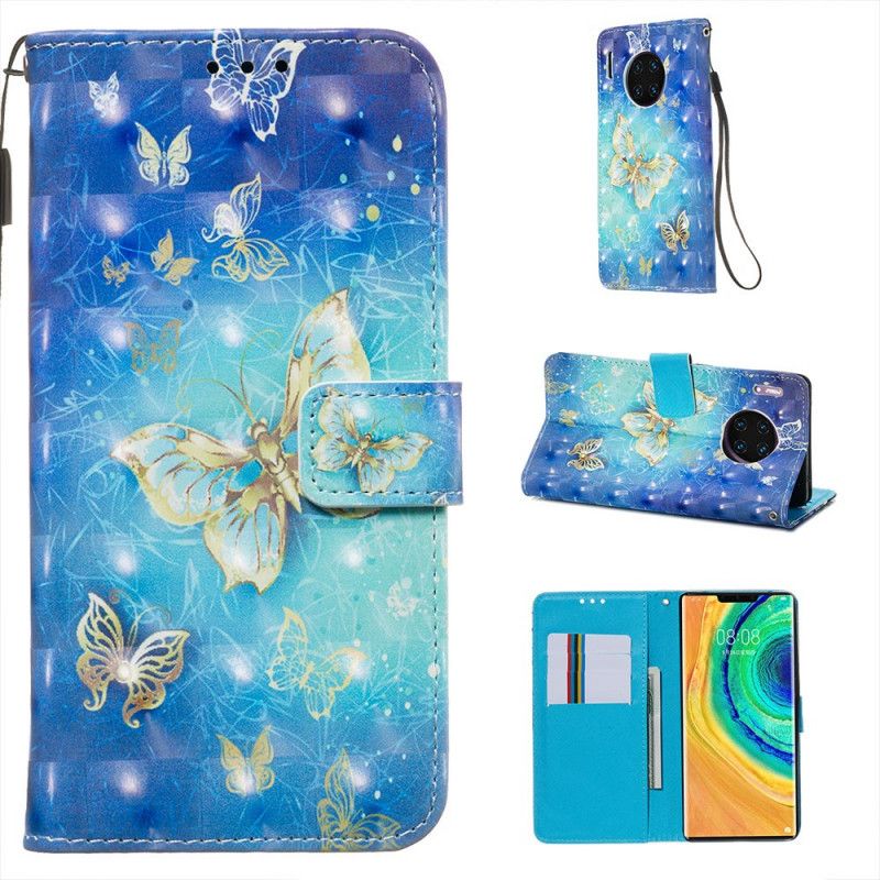 Bescherming Hoesje Huawei Mate 30 Pro Telefoonhoesje Gouden Vlinders