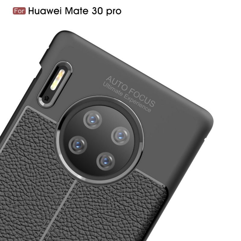 Case Hoesje Huawei Mate 30 Pro Rood Zwart Telefoonhoesje Dubbellijns Lychee Leereffect