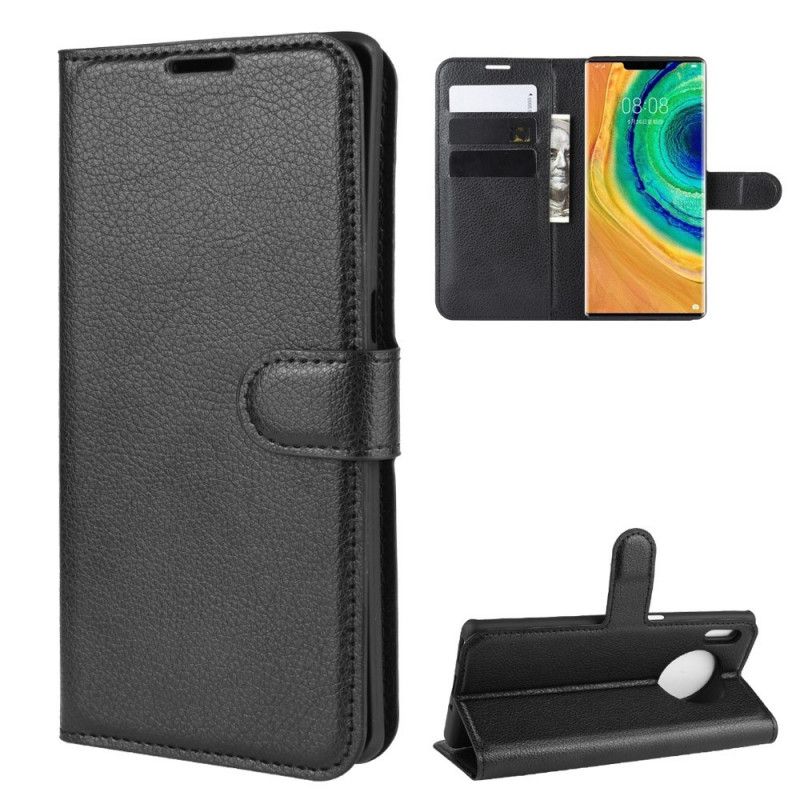 Cover Folio-hoesje Huawei Mate 30 Pro Wit Zwart Telefoonhoesje Klassiek