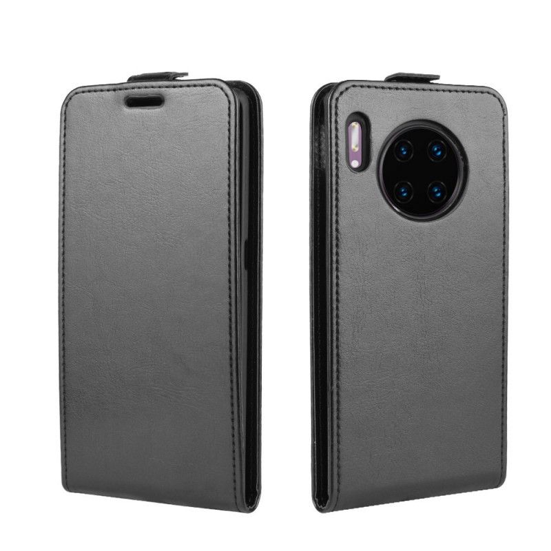 Flip Case Leren Huawei Mate 30 Pro Wit Zwart Retro Vouwen