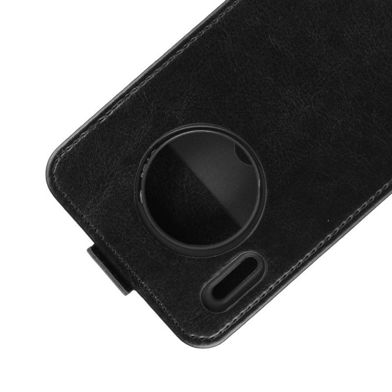 Flip Case Leren Huawei Mate 30 Pro Wit Zwart Retro Vouwen