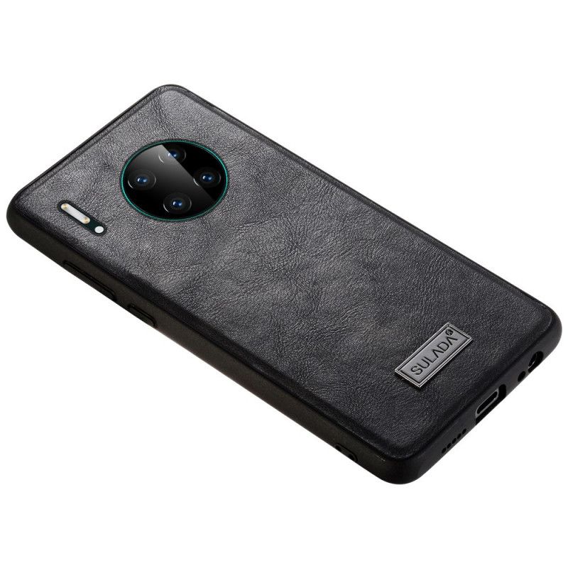 Hoesje voor Huawei Mate 30 Pro Rood Zwart Leereffect Sulada