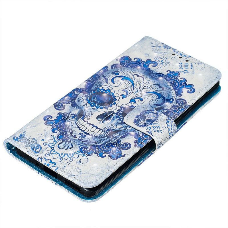 Leren Hoesje voor Huawei Mate 30 Pro Blauwe Schedel