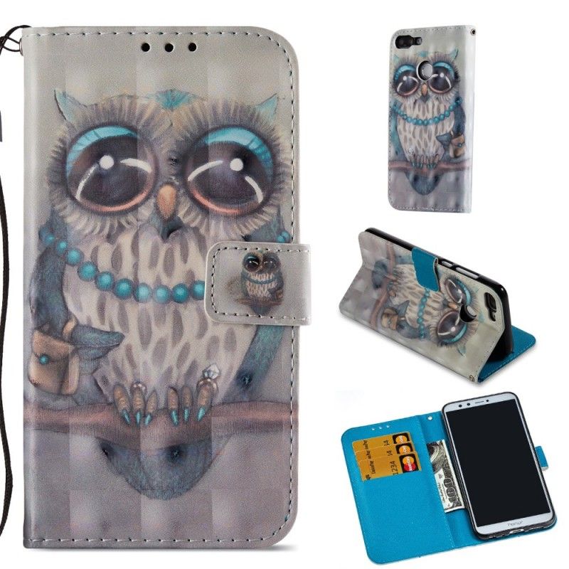 Leren Hoesje Honor 9 Lite Miss Uil 3D