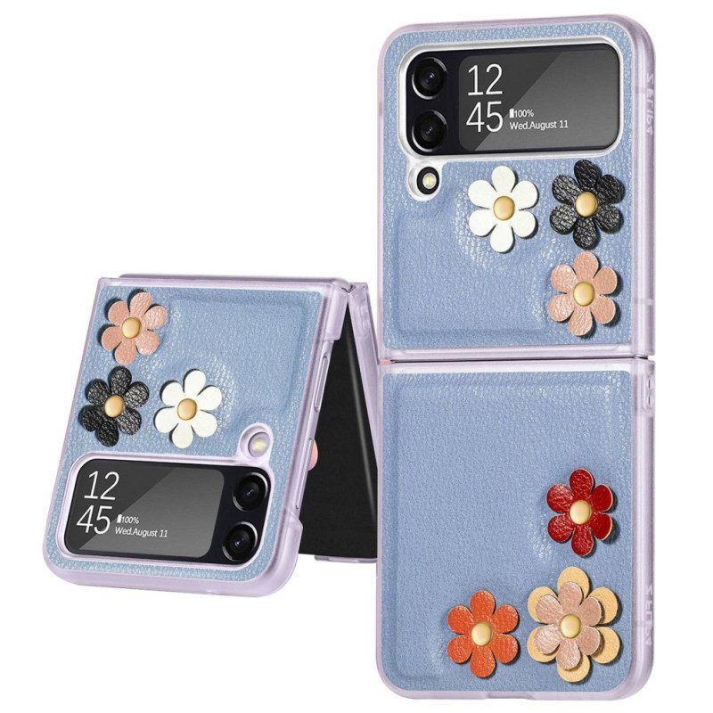 Hoesje voor Samsung Galaxy Z Flip 4 Folio-hoesje Bloemen Van Imitatieleer