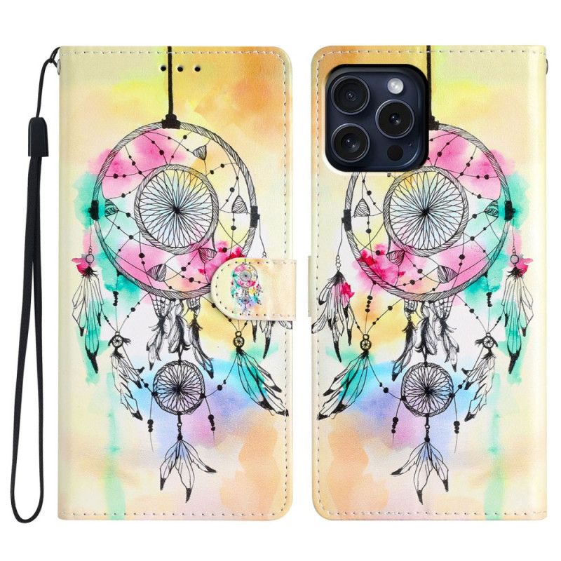 Bescherming Hoesje iPhone 16 Pro Max Aquarel Dromenvanger Met Riem