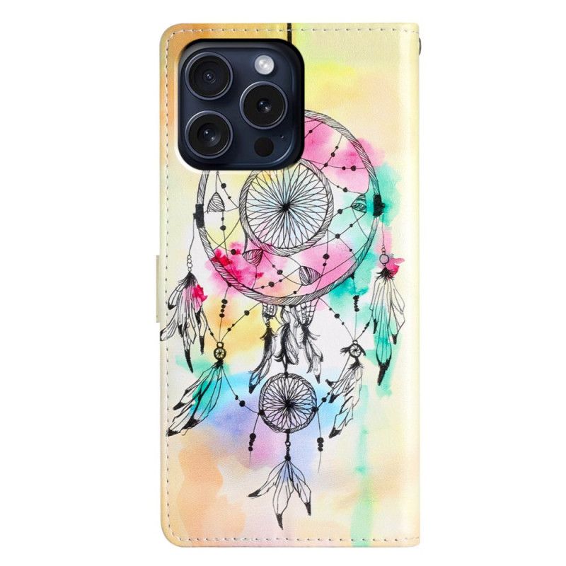 Bescherming Hoesje iPhone 16 Pro Max Aquarel Dromenvanger Met Riem