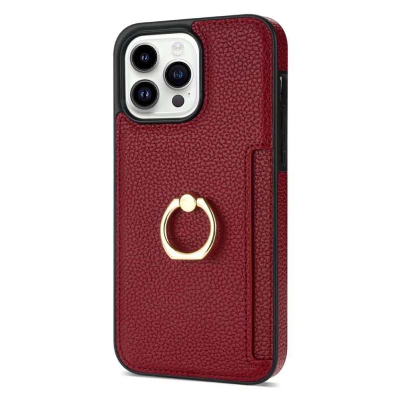 Cover Hoesje iPhone 16 Pro Max Telefoonhoesje Ring Met Leereffect