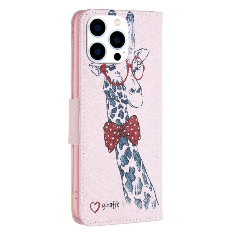 Folio-hoesje iPhone 16 Pro Max Telefoonhoesje Intellectuele Giraffe