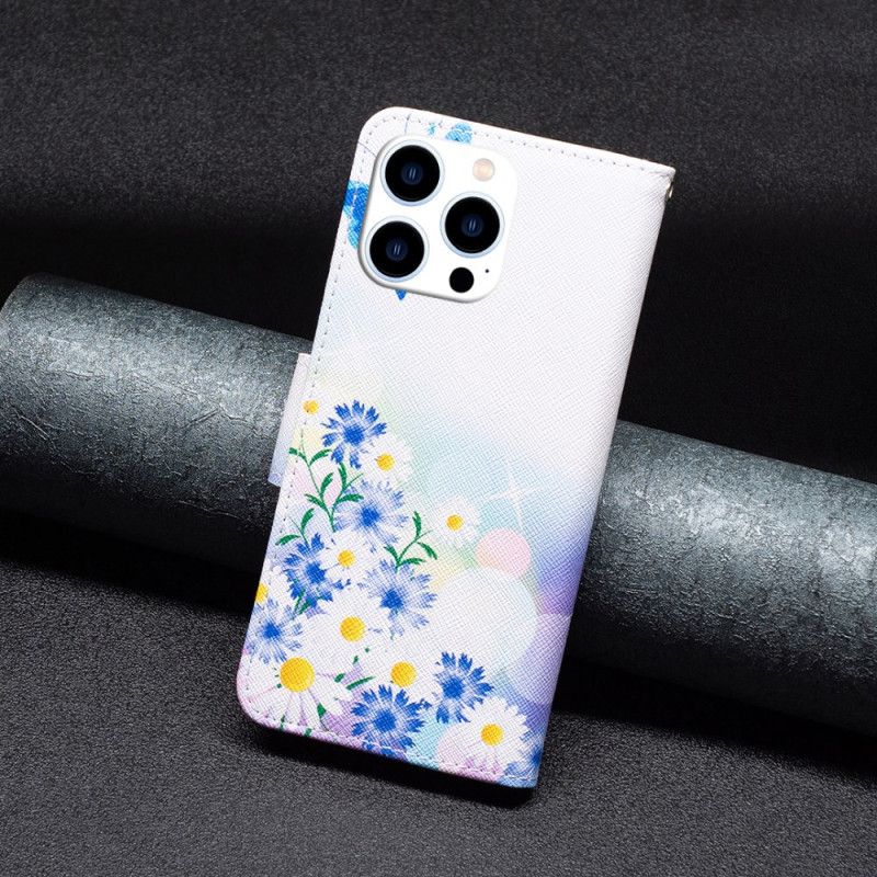 Folio-hoesje iPhone 16 Pro Max Vlinder En Bloemen