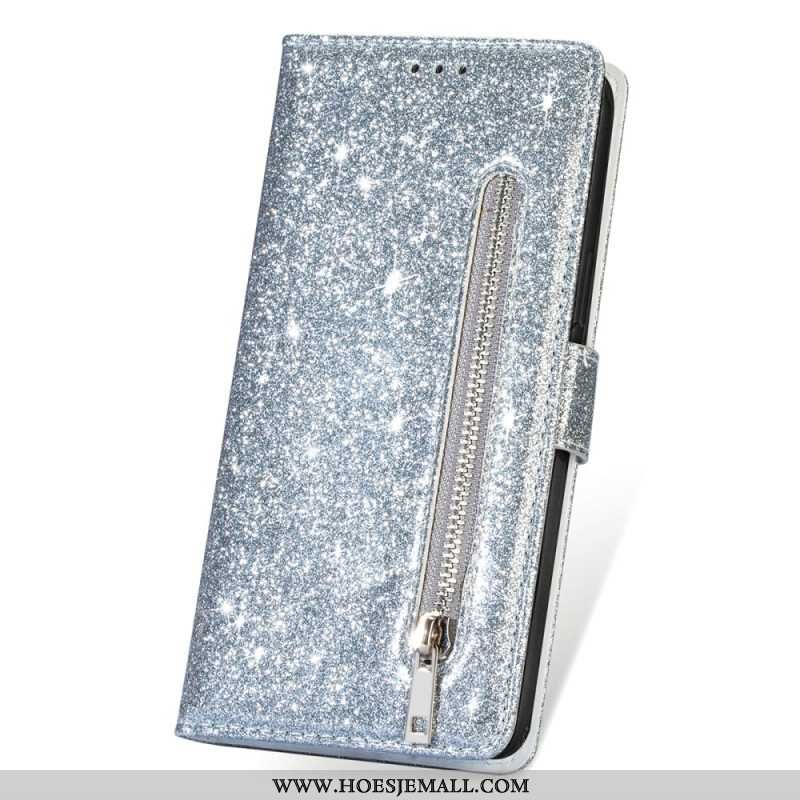 Folio-hoesje iPhone 16 Pro Max Zak Met Glitterrits