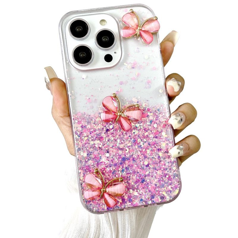 Hoesje iPhone 16 Pro Max 3d Vlinders Lichteffect Bescherming Hoesje