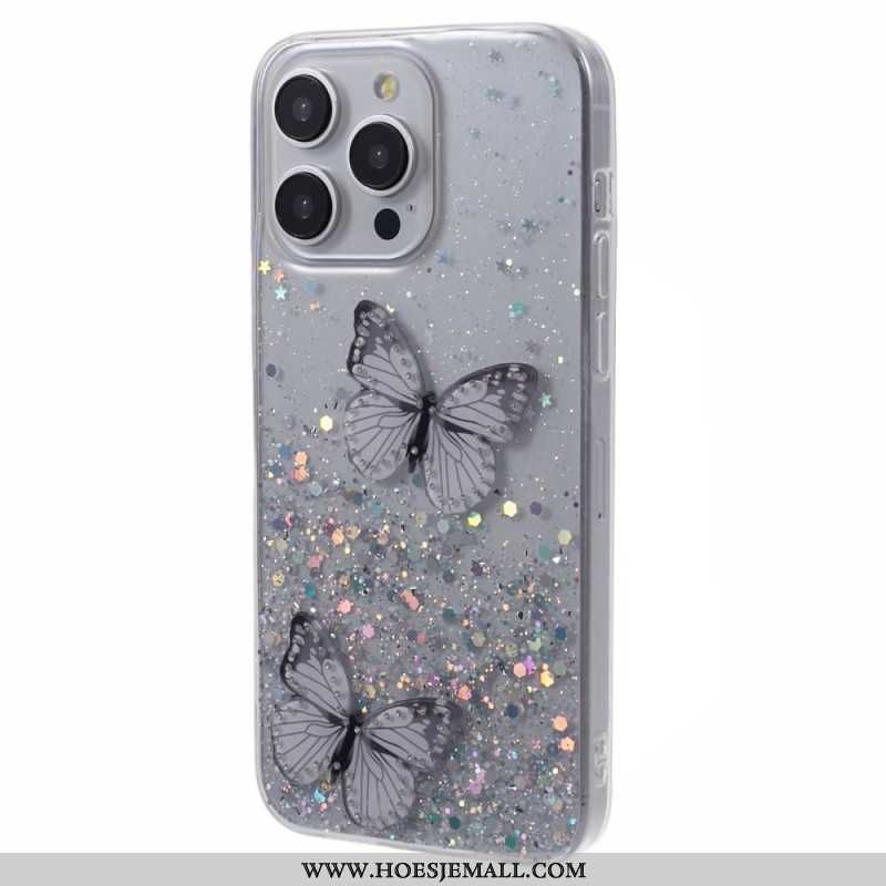 Hoesje iPhone 16 Pro Max Fonkelende Vlinders Bescherming Hoesje