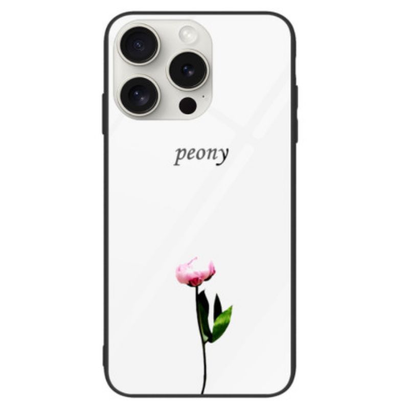 Hoesje iPhone 16 Pro Max Pioenroos Gehard Glas Bescherming Hoesje