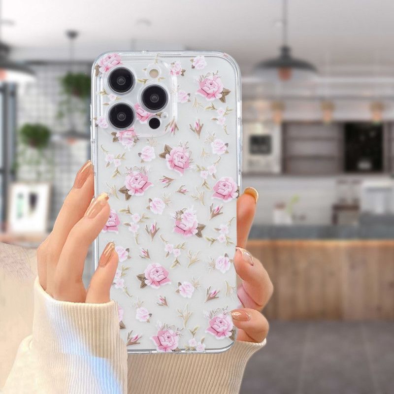 Hoesje iPhone 16 Pro Max Roze Bloemenpatroon Bescherming Hoesje