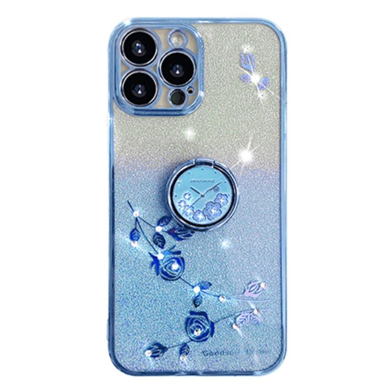 Hoesje iPhone 16 Pro Max Steunring Met Bloem En Strass Kadem