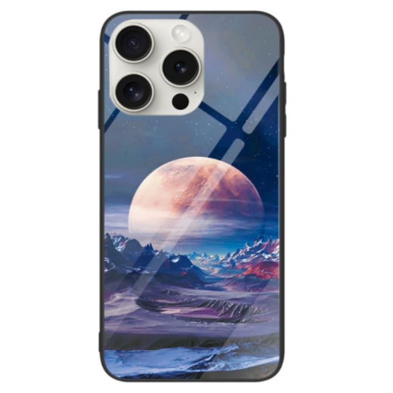 Hoesje iPhone 16 Pro Max Wit Planeet Gehard Glas