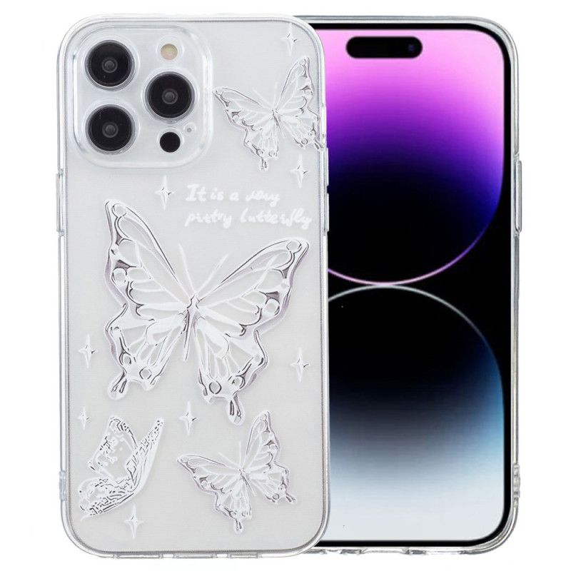 Hoesje iPhone 16 Pro Max Zilveren Vlinders