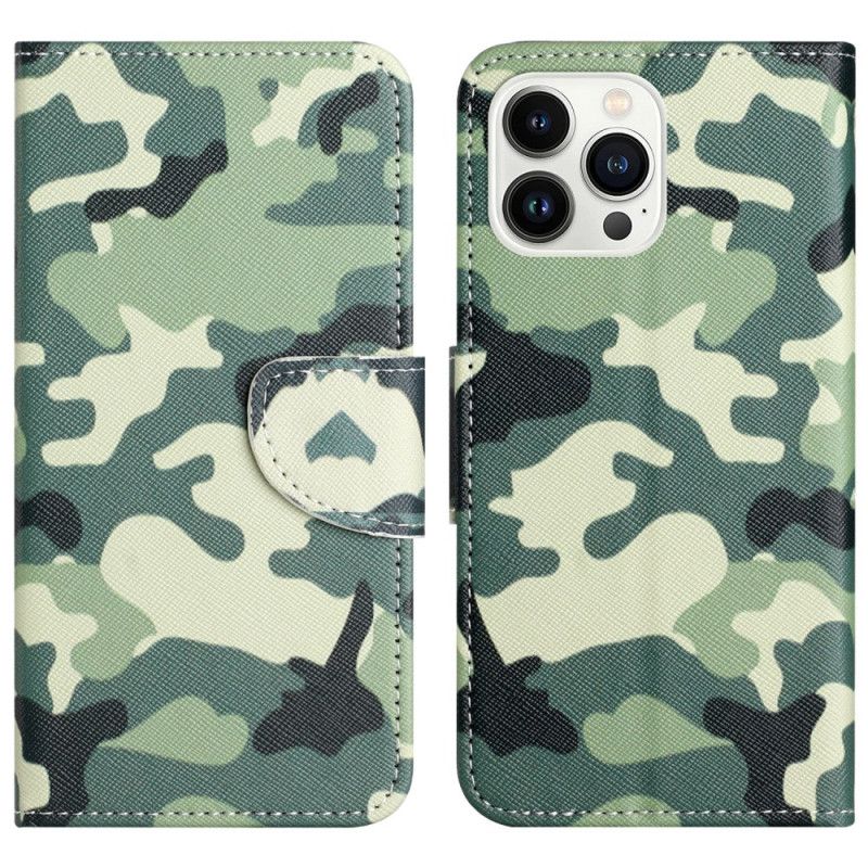 Leren Hoesje iPhone 16 Pro Max Camouflage Bescherming Hoesje