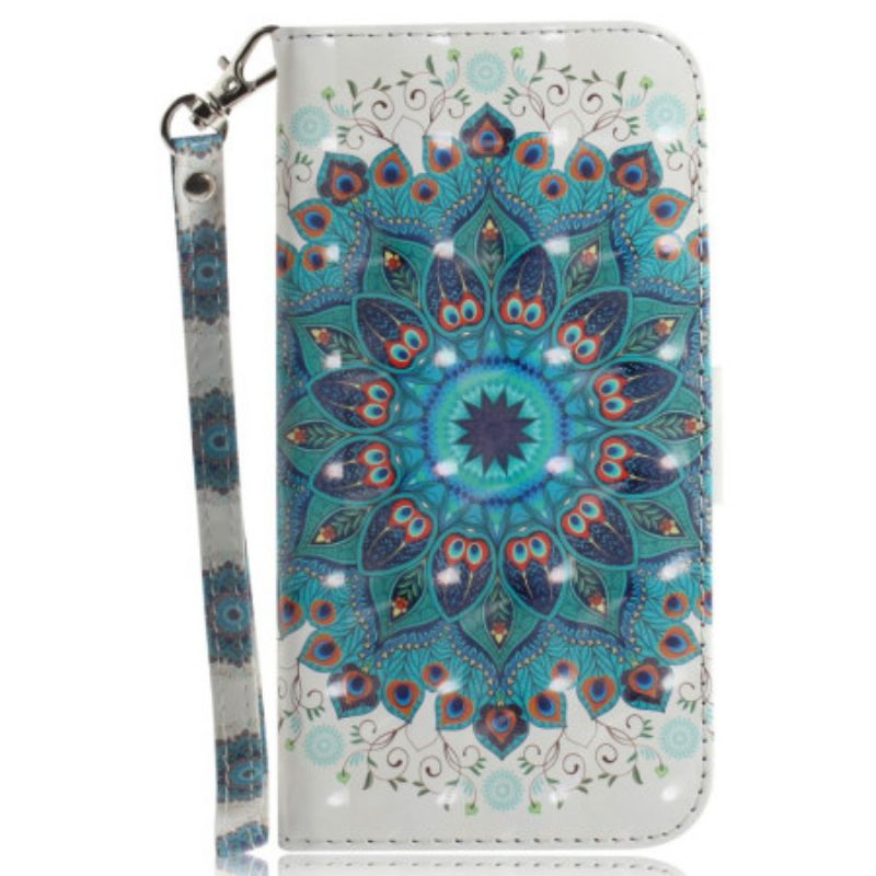 Leren Hoesje iPhone 16 Pro Max Groene Mandala Met Bandje