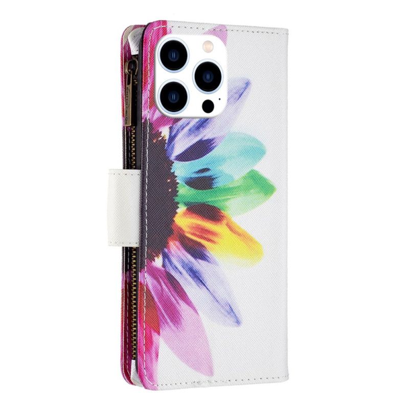 Leren Hoesje iPhone 16 Pro Max Portemonnee Met Bloemenband Bescherming Hoesje