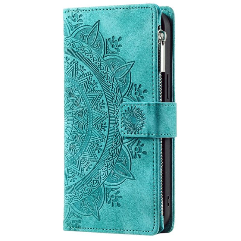 Leren Hoesje iPhone 16 Pro Max Portemonnee Met Mandala-suède-effect