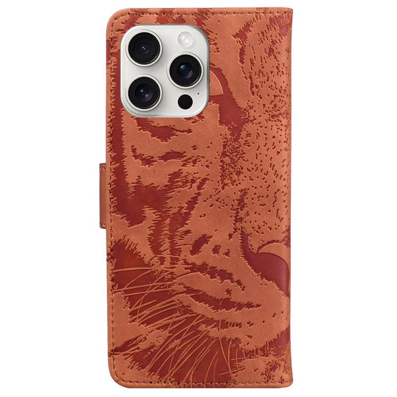 Leren Hoesje iPhone 16 Pro Max Tijgervoetafdruk