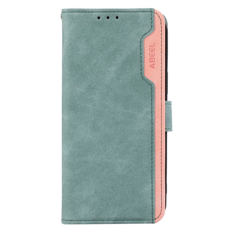 Leren Hoesje Voor iPhone 16 Pro Max Tweekleurige Rfid Abeel