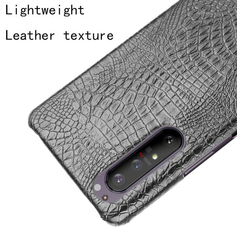 Case Hoesje Sony Xperia 1 II Wit Zwart Telefoonhoesje Krokodillenhuideffect