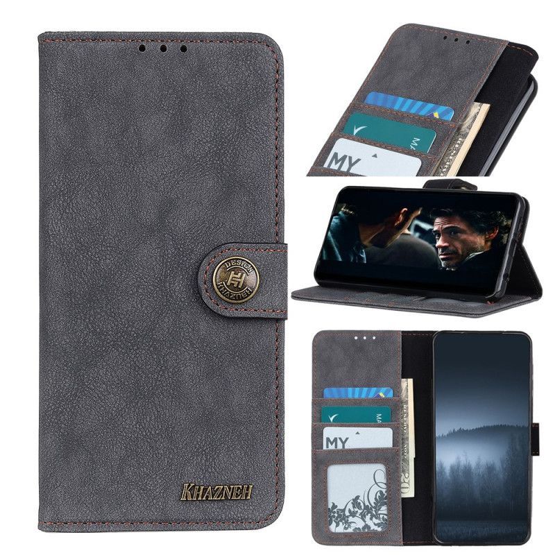 Cover Folio-hoesje Sony Xperia 1 II Geel Zwart Telefoonhoesje Retro Khazneh Split Kunstleer