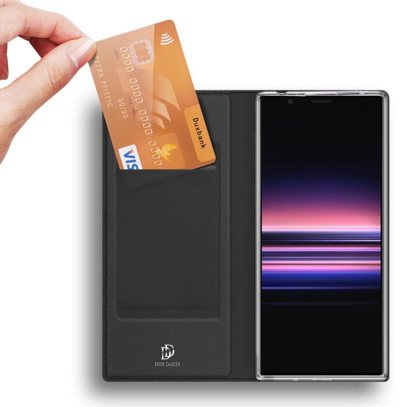 Folio-hoesje Sony Xperia 1 II Donkerblauw Zwart Telefoonhoesje Pro Dux Ducis Huid