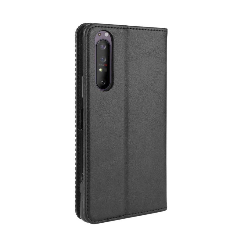 Folio-hoesje Sony Xperia 1 II Rood Zwart Gestileerd Vintage Leereffect