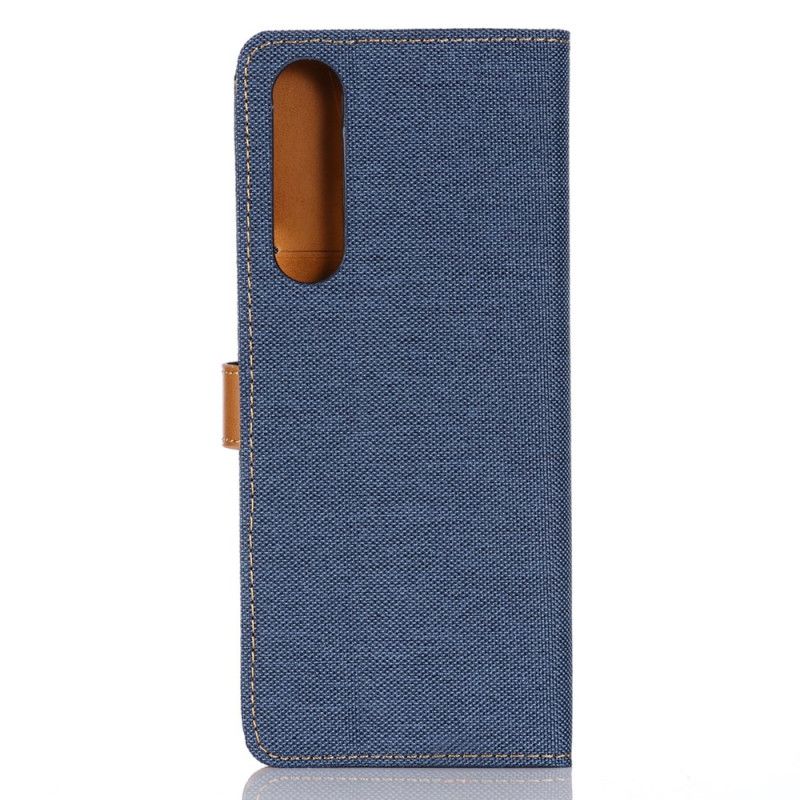 Leren Hoesje Sony Xperia 1 II Donkerblauw Zwart Oxford-Stof