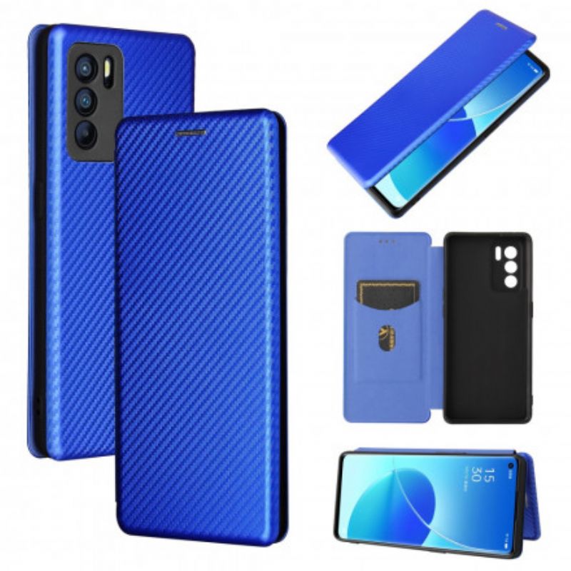 Folio-hoesje Oppo Reno 6 Pro 5g Gekleurde Carbon Silicone