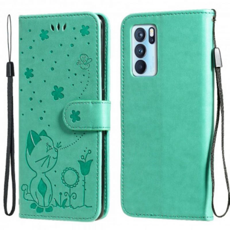 Folio-hoesje Oppo Reno 6 Pro 5g Telefoonhoesje Cat And Bee String