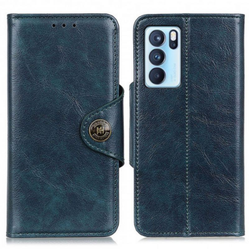 Folio-hoesje Oppo Reno 6 Pro 5g Telefoonhoesje Kunstleer Knoop Vintage