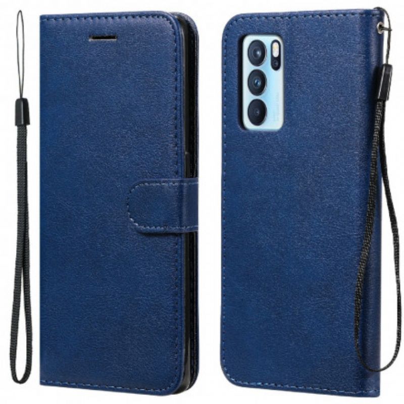 Leren Hoesje Oppo Reno 6 Pro 5g Effen Kleur Strappy Serie Bescherming Hoesje