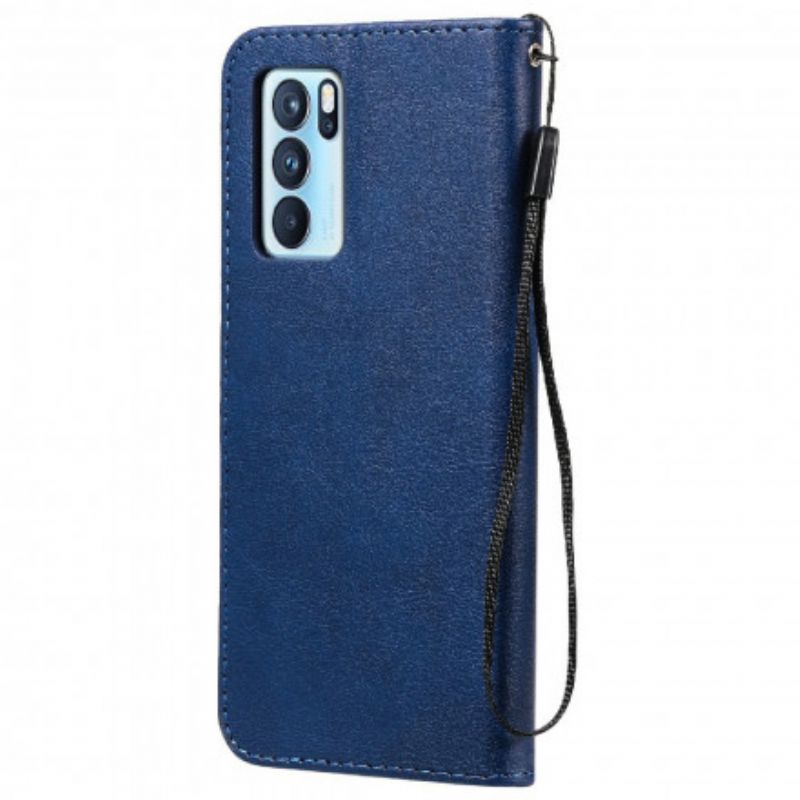 Leren Hoesje Oppo Reno 6 Pro 5g Effen Kleur Strappy Serie Bescherming Hoesje