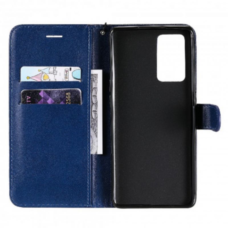 Leren Hoesje Oppo Reno 6 Pro 5g Effen Kleur Strappy Serie Bescherming Hoesje