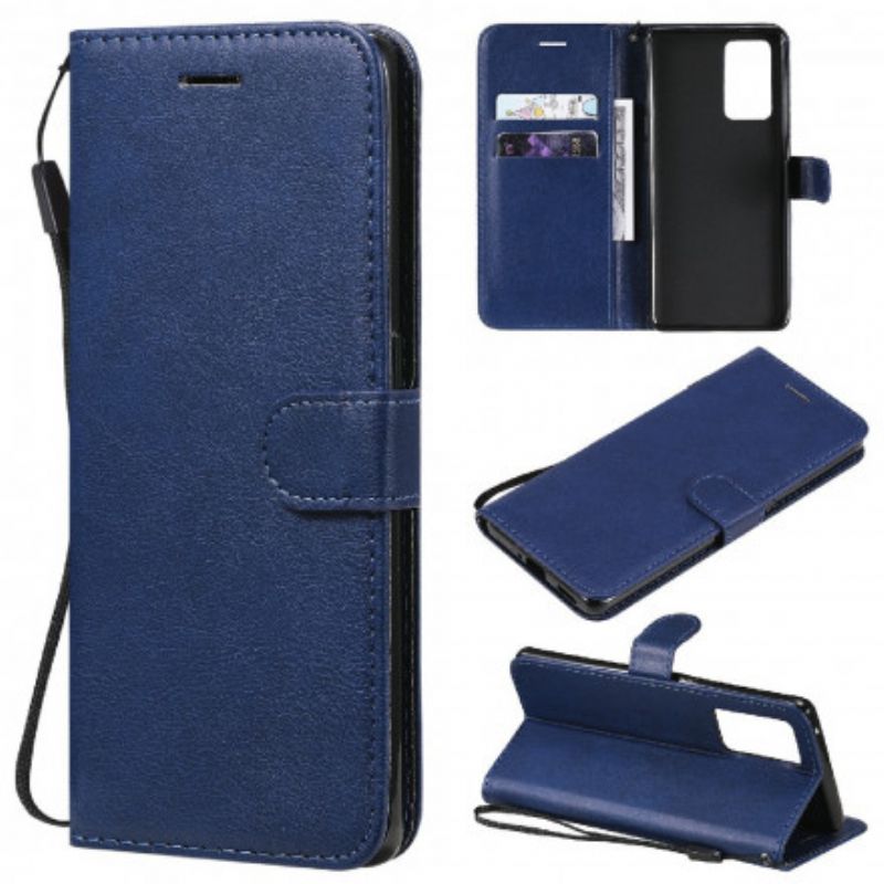 Leren Hoesje Oppo Reno 6 Pro 5g Effen Kleur Strappy Serie Bescherming Hoesje