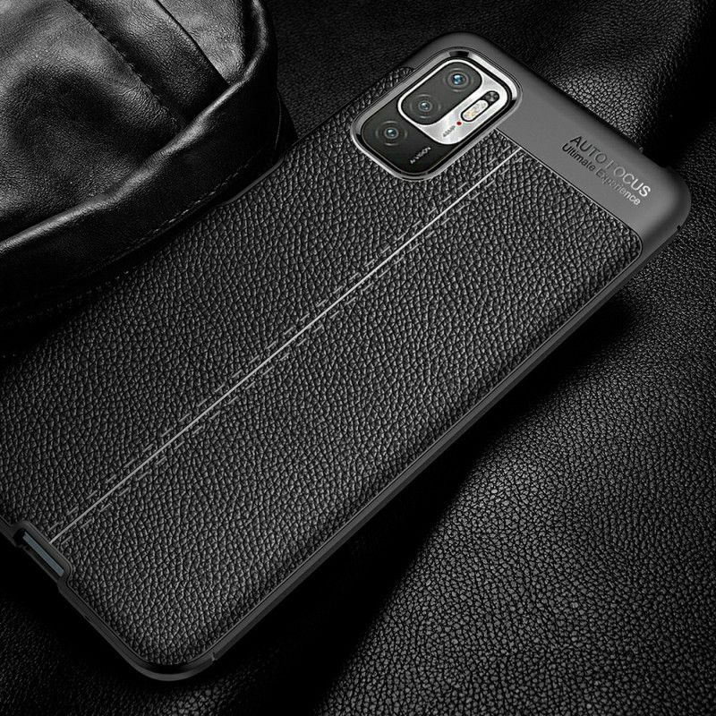 Case Hoesje Xiaomi Redmi Note 10 5G Rood Zwart Telefoonhoesje Dubbellijns Lychee Leereffect