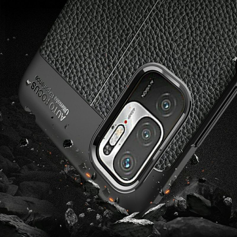 Case Hoesje Xiaomi Redmi Note 10 5G Rood Zwart Telefoonhoesje Dubbellijns Lychee Leereffect