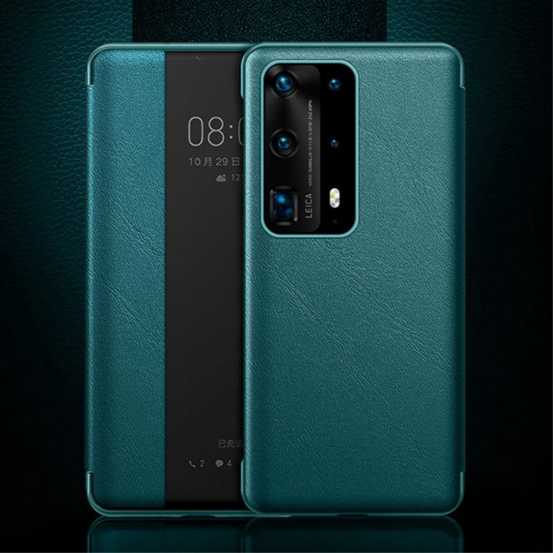 Bekijk Omslag Huawei P40 Pro Paars Zwart Leereffect