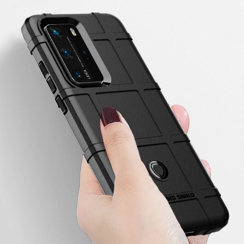 Case Hoesje Huawei P40 Pro Grijs Zwart Telefoonhoesje Robuust Schild